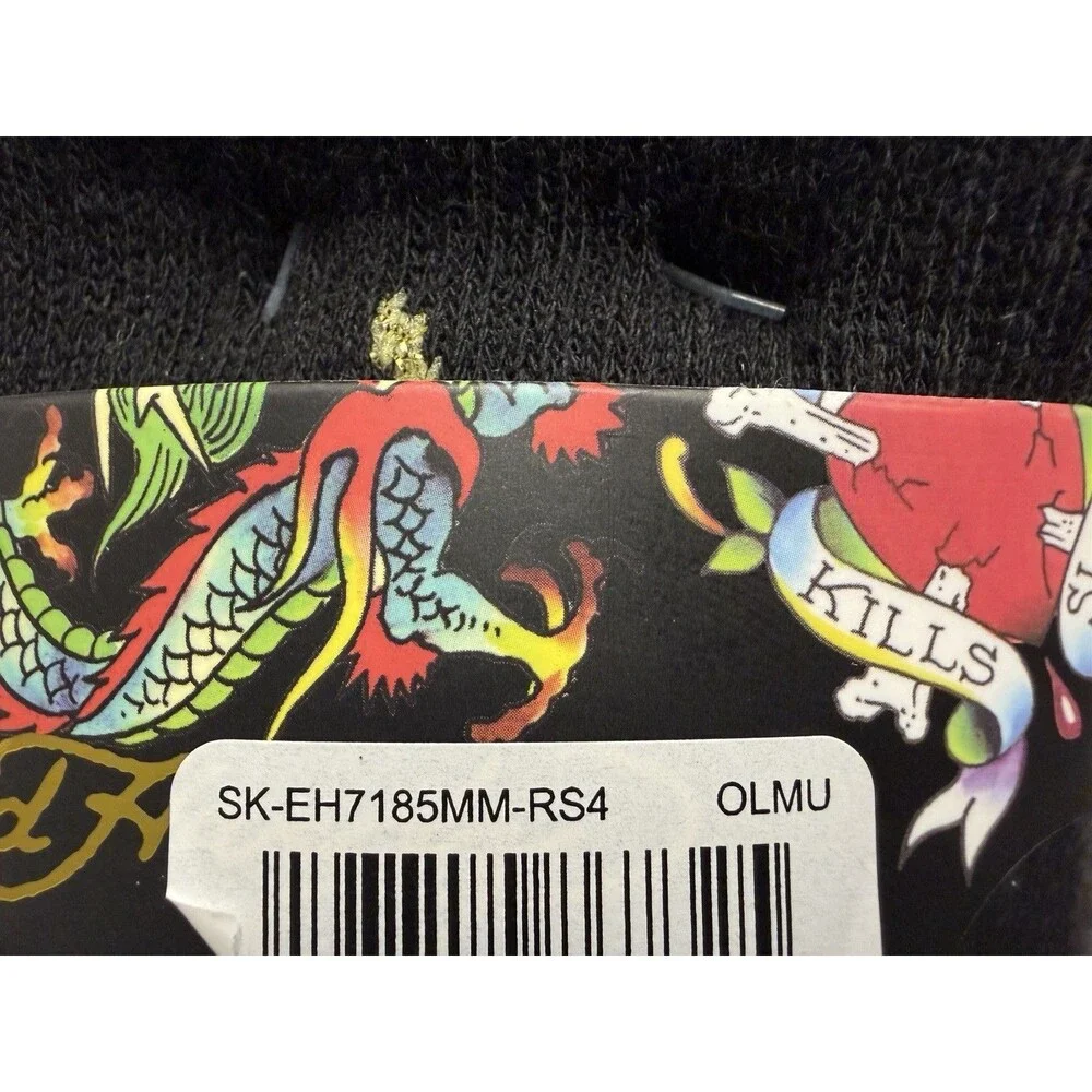 Ed Hardy Men’s Crew Socks 5 Pairs Size 6-12 Green/Black Flames Polyester Spandex